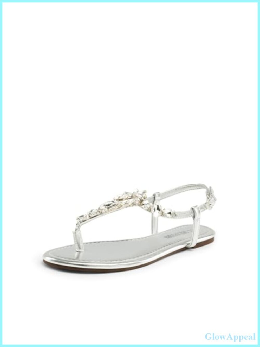 Rhinestone Flat Sandals Faux Leather T-Strap Summer Beach Dress Sandals